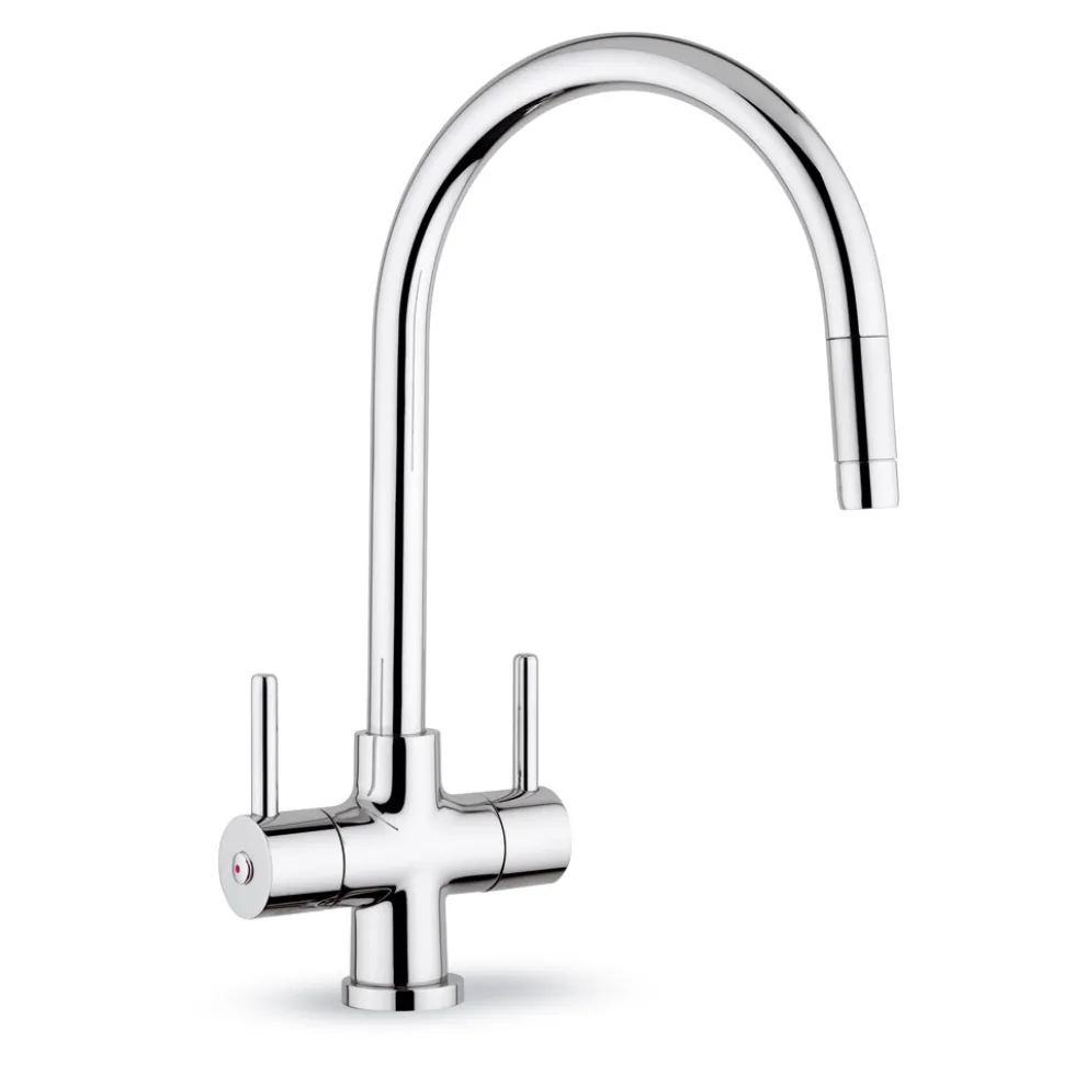 Clearwater Emporia Twin Lever Mono Sink Mixer with Swivel Spout & Pull Out Aerator