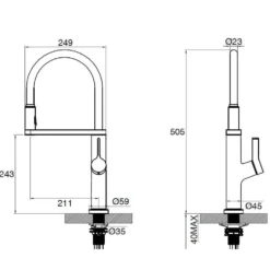 Clearwater Galex WRAS Approved Single Lever Mono Pull Out Spray Kitchen Mixer and Cold Filtered Water Tap with Ultrapure Filter Kit