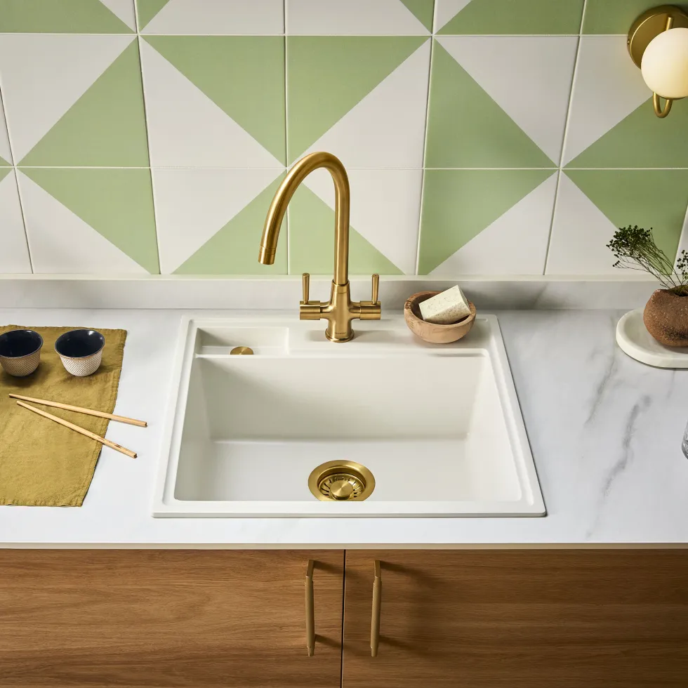 Clearwater Kameo-X Smart 1 Bowl Granite Composite Inset/Undermount Kitchen Sink & Waste Kit - 560 x 500mm