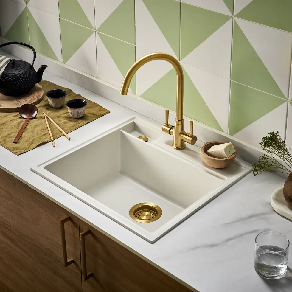Clearwater Kameo-X Smart 1 Bowl Granite Composite Inset/Undermount Kitchen Sink & Waste Kit - 560 x 500mm