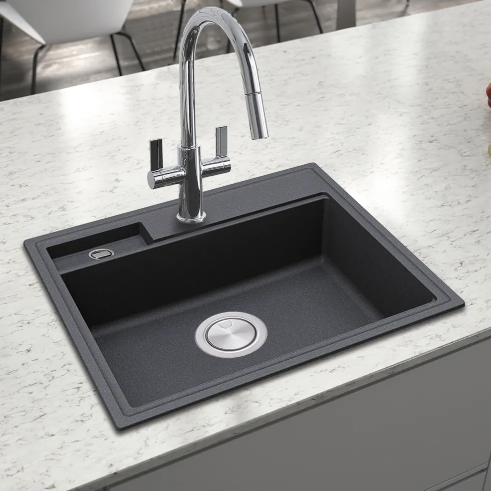 Clearwater Kameo-X Smart 1 Bowl Granite Composite Inset/Undermount Kitchen Sink & Waste Kit - 560 x 500mm
