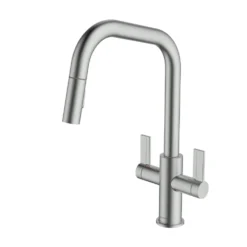 Clearwater Kira Twin Lever U Spout Mono Pull Out Spray Kitchen Mixer