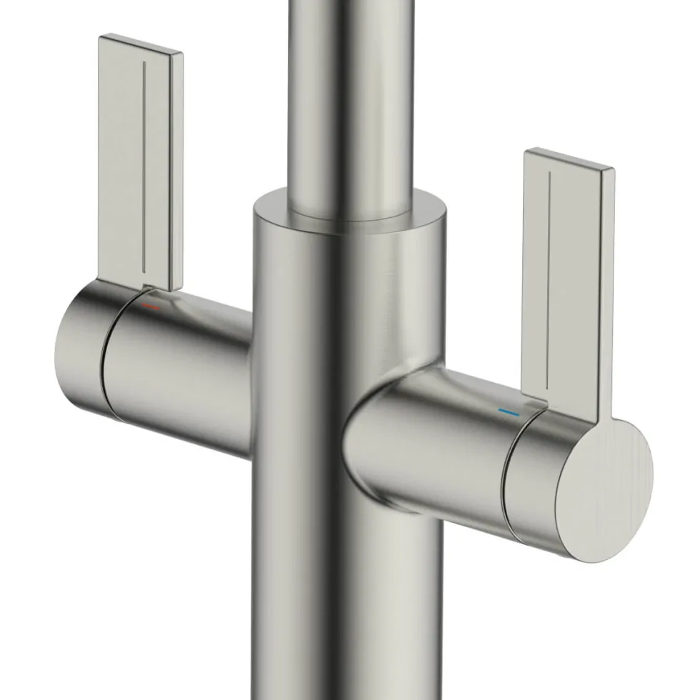 Clearwater Kira Twin Lever U Spout Mono Pull Out Spray Kitchen Mixer