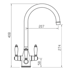 Clearwater Krypton Triple Lever Mono Kitchen Mixer and Cold Filtered Water Tap
