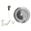 Clearwater 90mm Deluxe Basket Strainer & Overflow - Brushed Steel