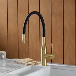 Clearwater Morpho Mono Kitchen Mixer 'Flex & Stay' Spout with Black Hose