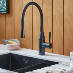 Clearwater Morpho Mono Kitchen Mixer 'Flex & Stay' Spout with Black Hose