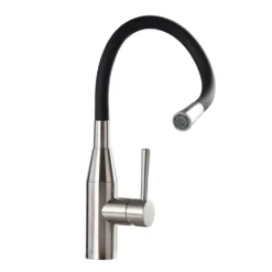Clearwater Morpho Mono Kitchen Mixer with 'Flex & Stay' Spout - Brushed Nickel & Choice of Hose Colour