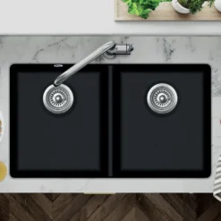Clearwater Nova 2 Bowl Granite Composite Inset/Undermount Kitchen Sink - 810 x 480mm