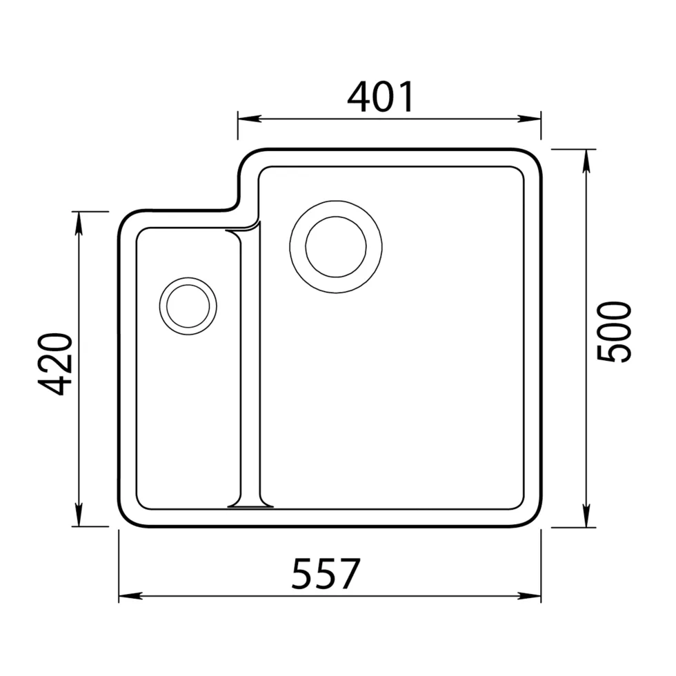 Clearwater Nova 1.5 Bowl Granite Composite Inset/Undermount Kitchen Sink - 557 x 500mm