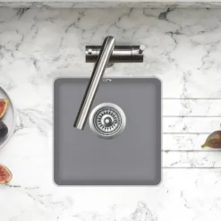 Clearwater Nova 1 Bowl Granite Composite Inset/Undermount Kitchen Sink - 380 x 380mm