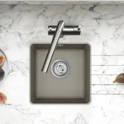 Clearwater Nova 1 Bowl Granite Composite Inset/Undermount Kitchen Sink - 380 x 380mm