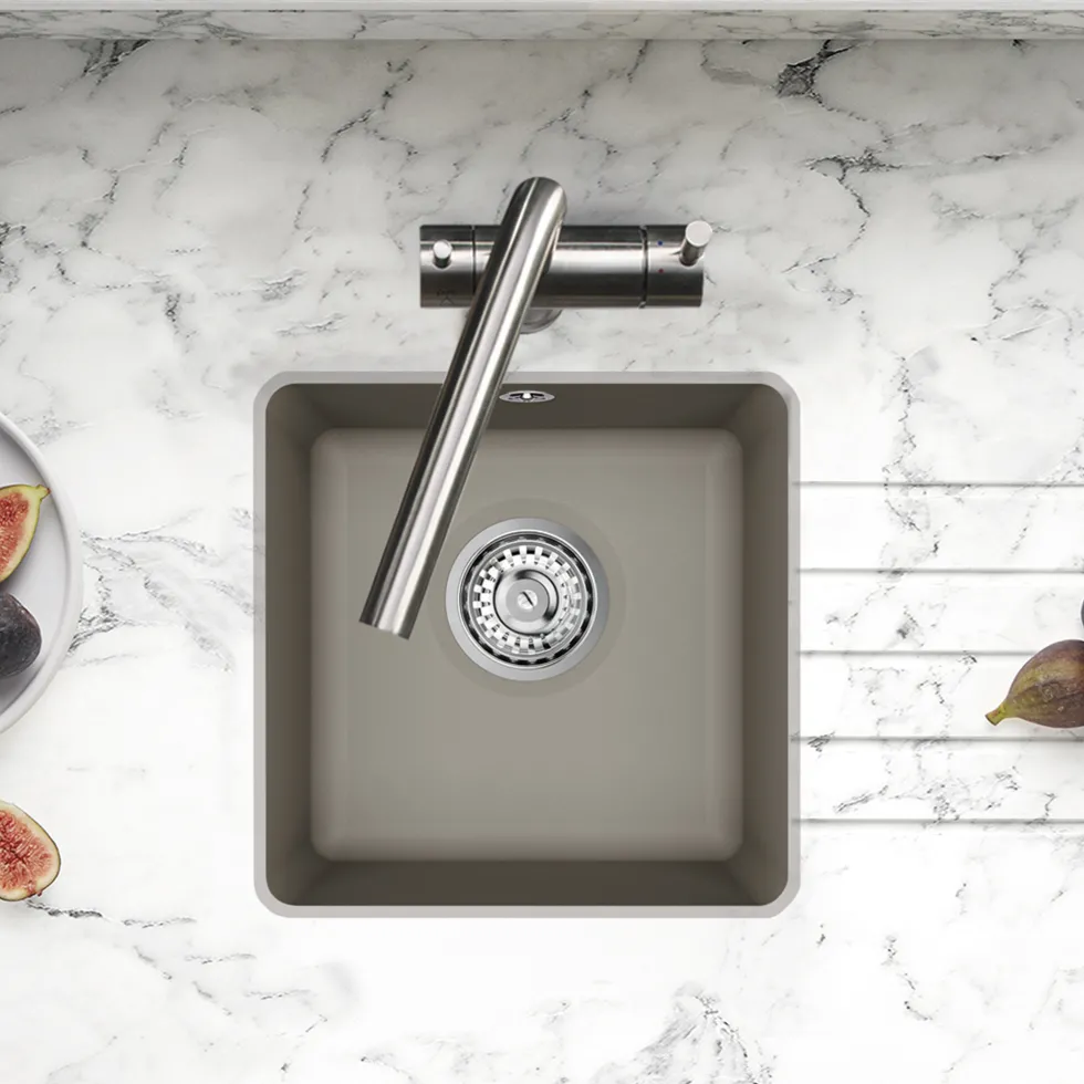 Clearwater Nova 1 Bowl Granite Composite Inset/Undermount Kitchen Sink - 380 x 380mm