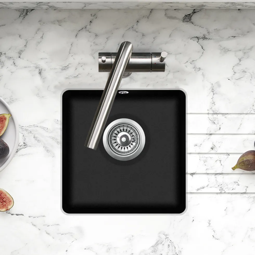 Clearwater Nova 1 Bowl Granite Composite Inset/Undermount Kitchen Sink - 380 x 380mm
