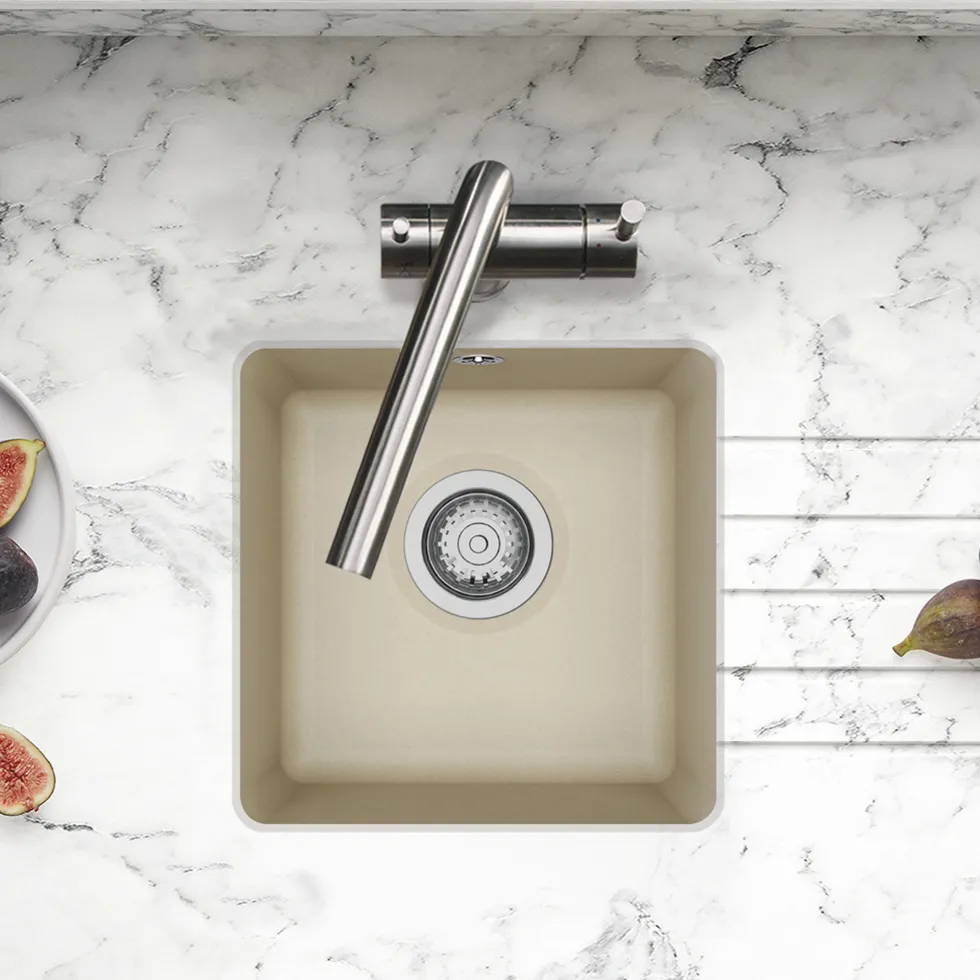 Clearwater Nova 1 Bowl Granite Composite Inset/Undermount Kitchen Sink - 380 x 380mm