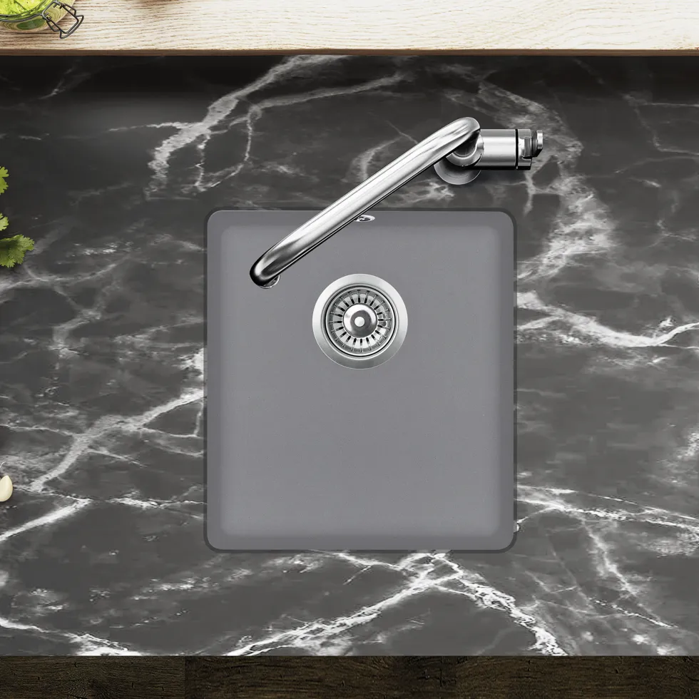Clearwater Nova 1 Bowl Granite Composite Inset/Undermount Kitchen Sink - 420 x 460mm