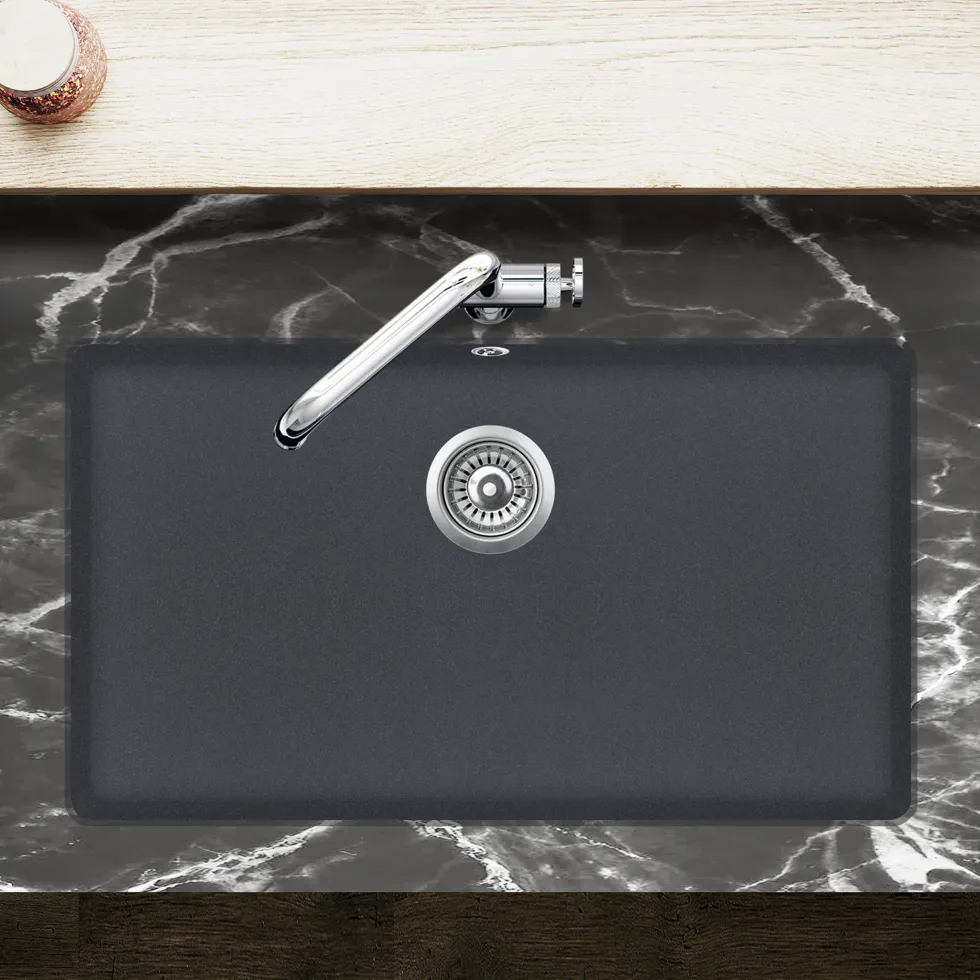 Clearwater Nova 1 Bowl Granite Composite Inset/Undermount Kitchen Sink - 810 x 480mm
