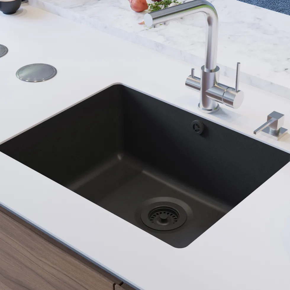 Clearwater Nova 1 Bowl Granite Composite Inset/Undermount Kitchen Sink - 585 x 460mm
