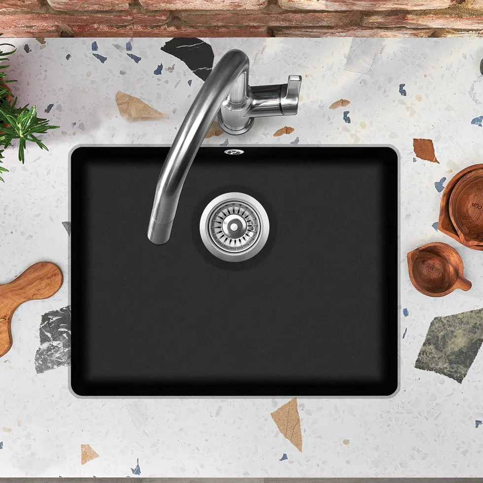 Clearwater Nova 1 Bowl Granite Composite Inset/Undermount Kitchen Sink - 585 x 460mm