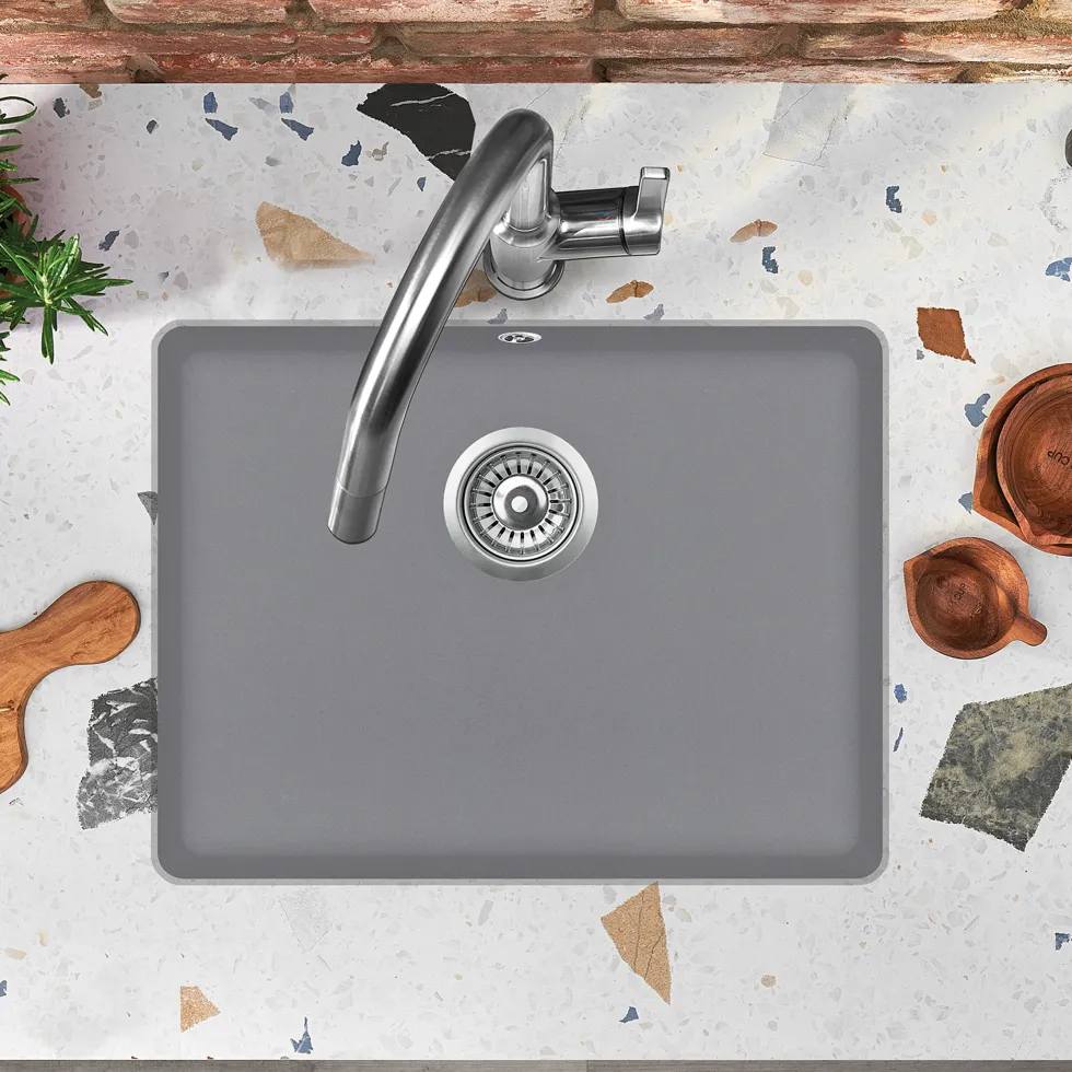 Clearwater Nova 1 Bowl Granite Composite Inset/Undermount Kitchen Sink - 585 x 460mm