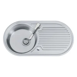 Clearwater Oboe Single Bowl Sink & Waste with Reversible Drainer - 847 x 444mm