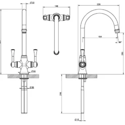 Clearwater Regent Twin Lever Kitchen Mixer Tap