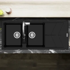 Clearwater Rio 2 Bowl Granite Composite Inset Kitchen Sink - 1160 x 500mm