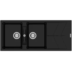 Clearwater Rio 2 Bowl Granite Composite Inset Kitchen Sink - 1160 x 500mm