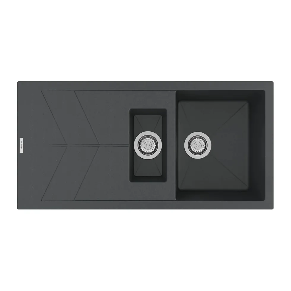 Clearwater Rio 1.5 Bowl Granite Composite Sink & Waste with Reversible Drainer - 1000 x 500mm
