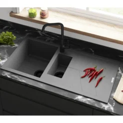 Clearwater Rio 1.5 Bowl Granite Composite Sink & Waste with Reversible Drainer - 1000 x 500mm
