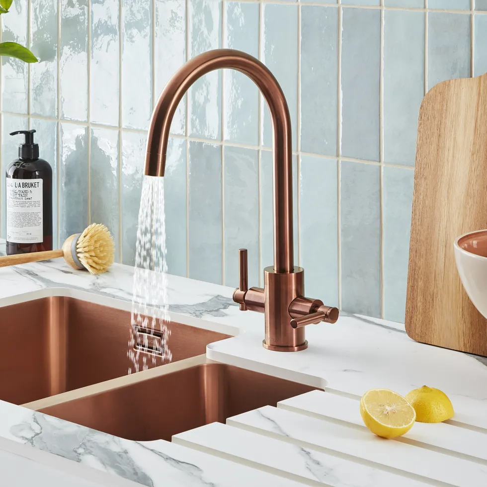 Clearwater Rococo WRAS Approved Twin Lever Mono Kitchen Mixer with Swivel Spout