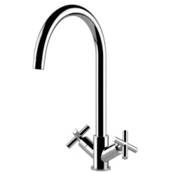 Clearwater Rossi Twin Cross Handle Mono Sink Mixer with Swivel Spout