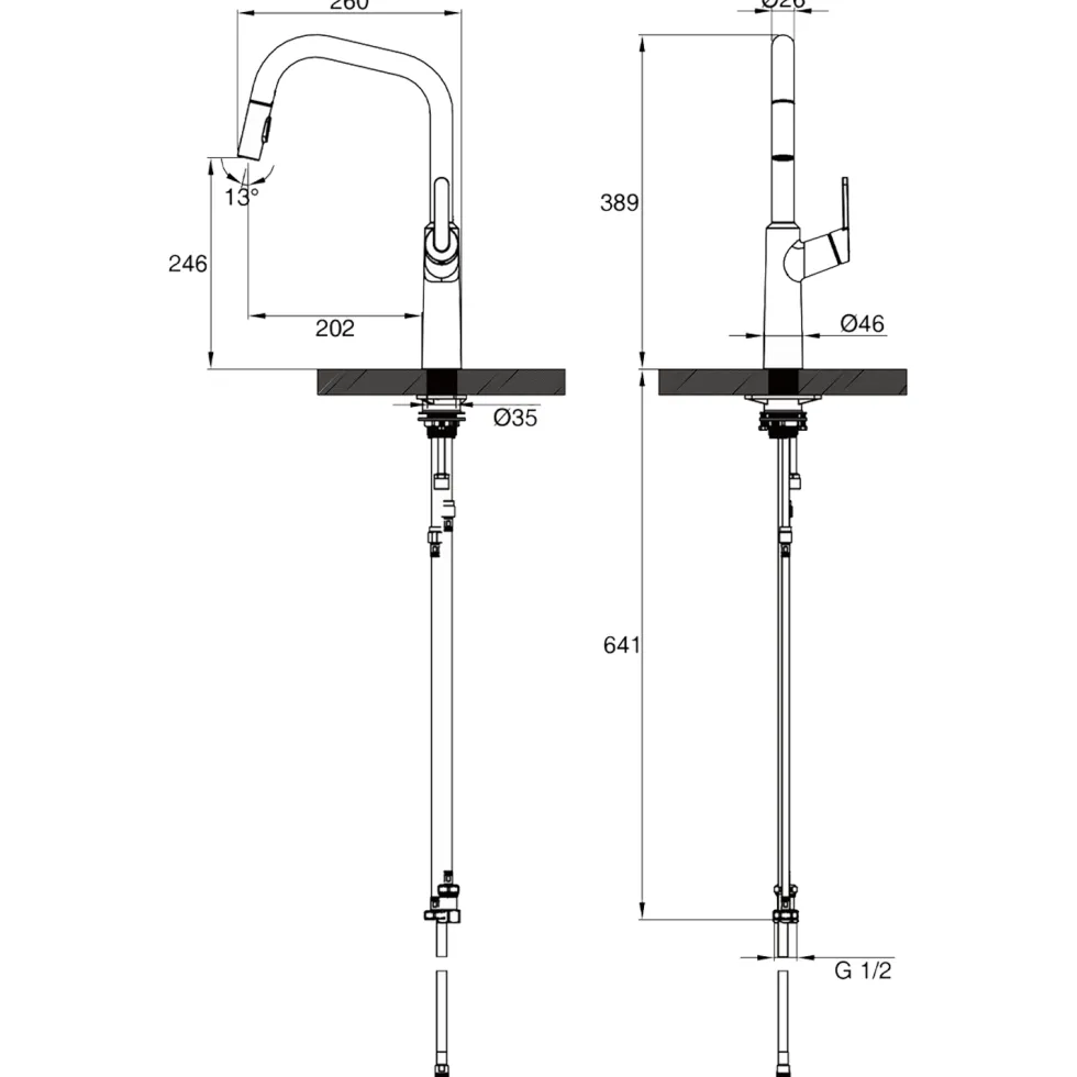Clearwater Santor Pull Out Kitchen Mixer Tap