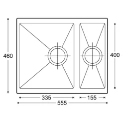Clearwater Siena 1.5 Bowl Granite Composite Undermount Kitchen Sink & Waste - 555 x 460mm