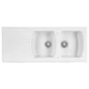 Clearwater Sonnet White Ceramic Double Bowl Sink with Reversible Drainer - 1205 x 500mm