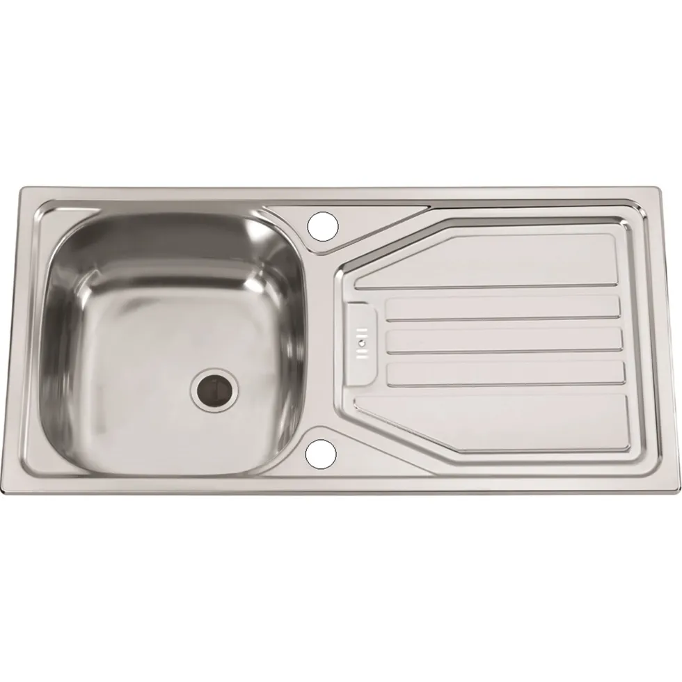 Clearwater Spacesaver Single Bowl Satin Stainless Steel Sink & Waste with Reversible Drainer - 860 x 435mm