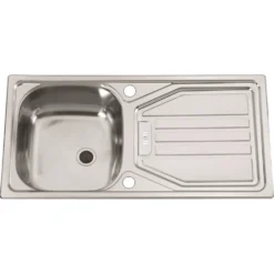 Clearwater Spacesaver Single Bowl Satin Stainless Steel Sink & Waste with Reversible Drainer - 860 x 435mm