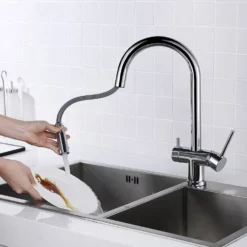 Clearwater Toledo Twin Lever Pull Out Spray Mono Kitchen Mixer and Cold Filtered Water Tap