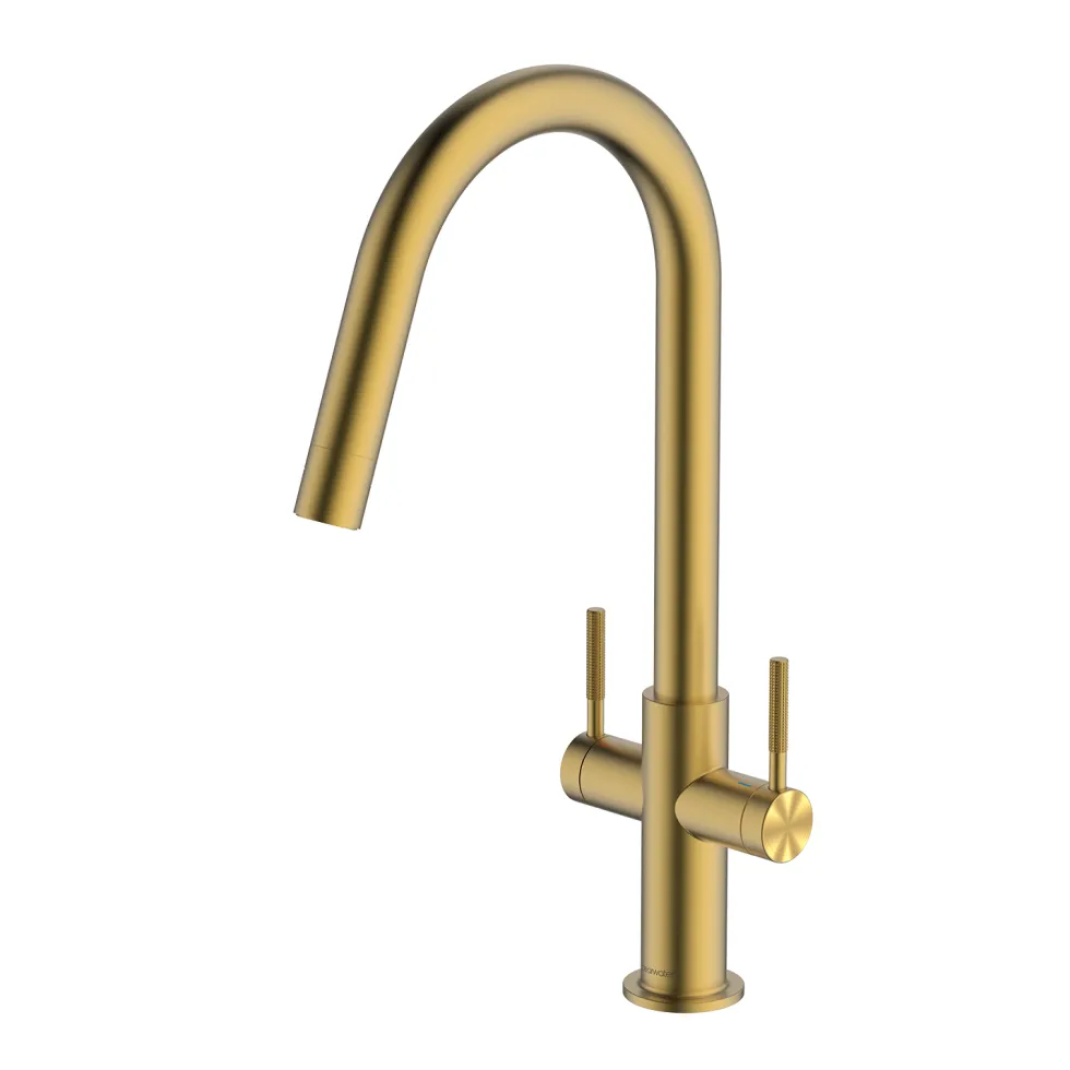 Clearwater Topaz Twin Lever Mono Kitchen Mixer with 'Twist & Spray' Spout and Knurled Handles
