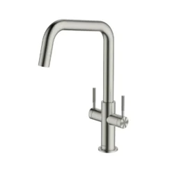 Clearwater Topaz Twin Lever Mono Kitchen Mixer with 'Twist & Spray' U Spout and Knurled Handles