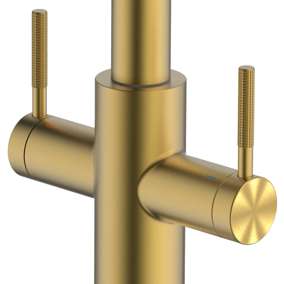 Clearwater Topaz Twin Lever Mono Kitchen Mixer with 'Twist & Spray' U Spout and Knurled Handles