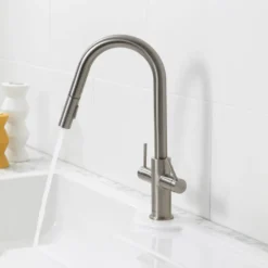 Clearwater Topaz Twin Lever Mono Pull Out Spray Kitchen Mixer with Knurled Handles