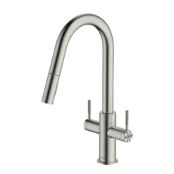 Clearwater Topaz Twin Lever Mono Pull Out Spray Kitchen Mixer with Knurled Handles