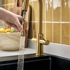 Clearwater Topaz Twin Lever Mono Pull Out Spray Kitchen Mixer with Knurled Handles
