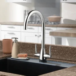 Clearwater Tutti Twin Lever Mono Sink Mixer with Swivel Spout