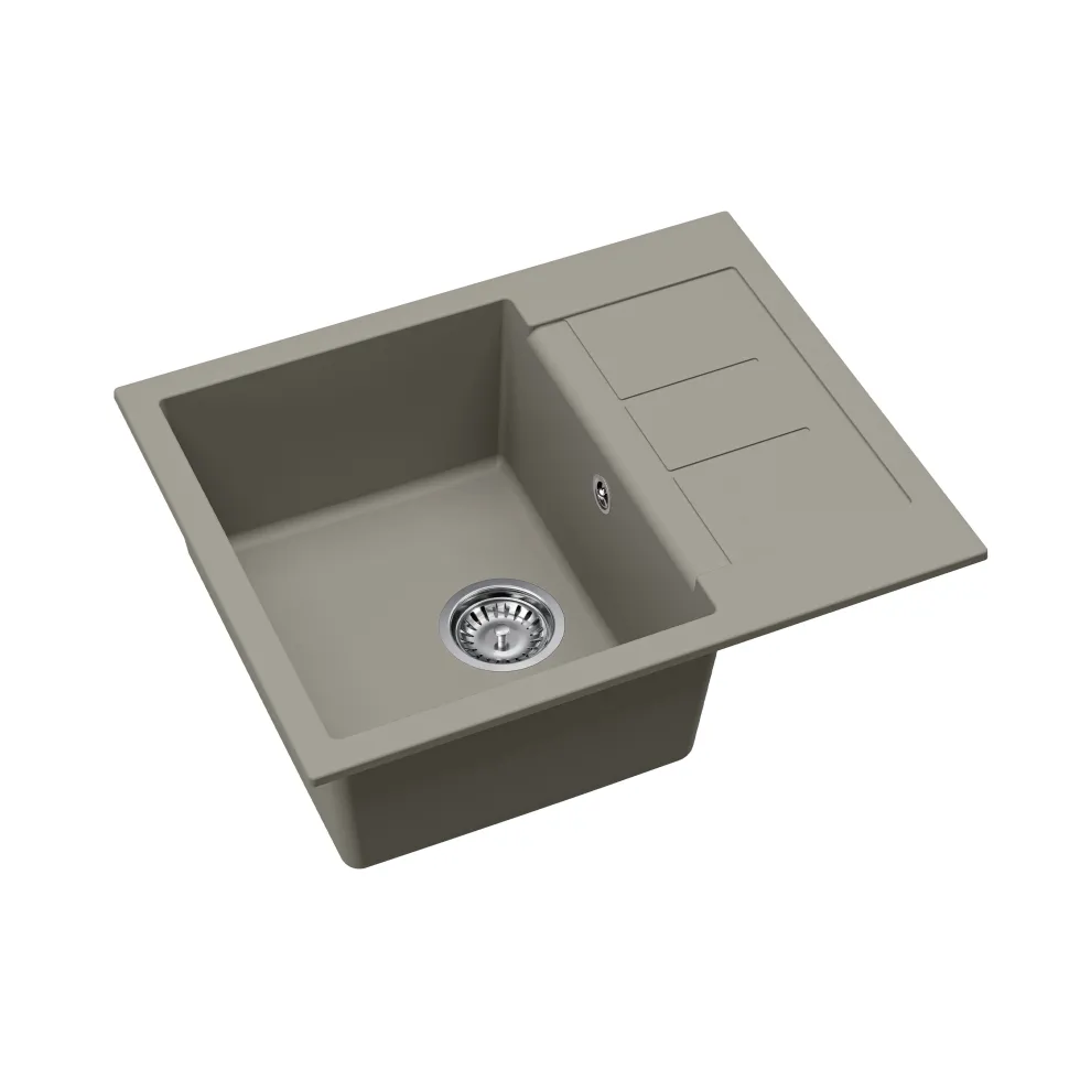 Clearwater Vesta 1 Bowl Granite Composite Kitchen Sink with Reversible Drainer - 620 x 500mm