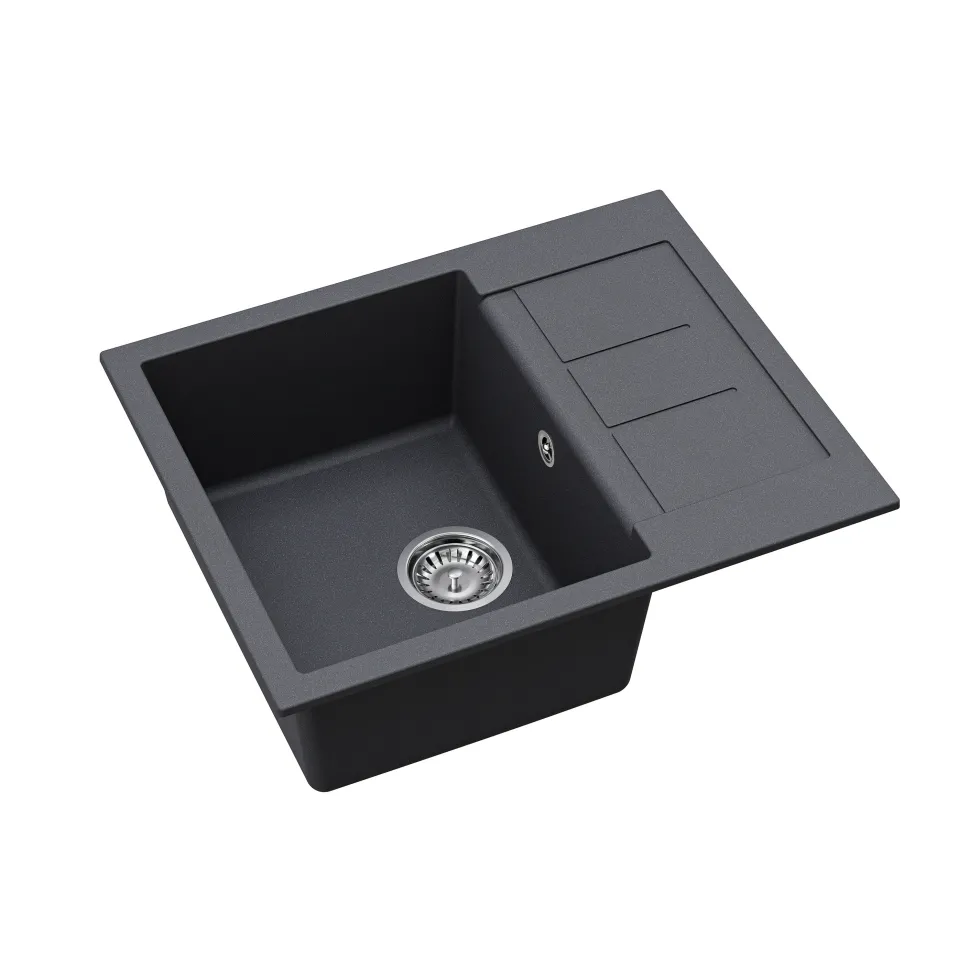 Clearwater Vesta 1 Bowl Granite Composite Kitchen Sink with Reversible Drainer - 620 x 500mm
