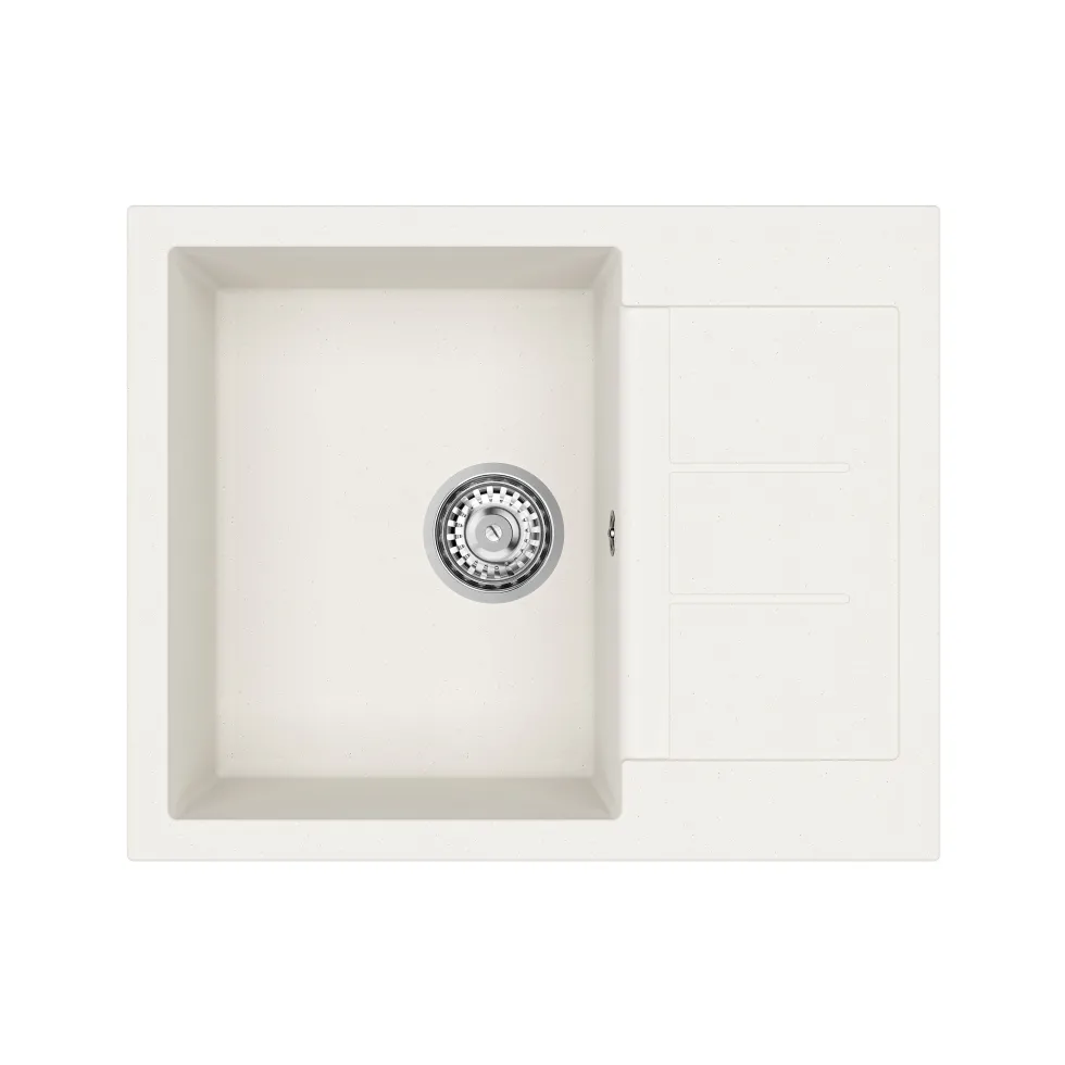 Clearwater Vesta 1 Bowl Granite Composite Kitchen Sink with Reversible Drainer - 620 x 500mm