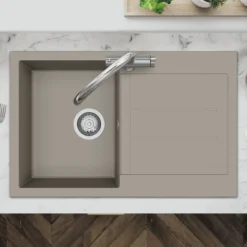 Clearwater Vesta 1 Bowl Granite Composite Kitchen Sink with Reversible Drainer - 780 x 500mm