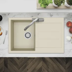 Clearwater Vesta 1 Bowl Granite Composite Kitchen Sink with Reversible Drainer - 780 x 500mm